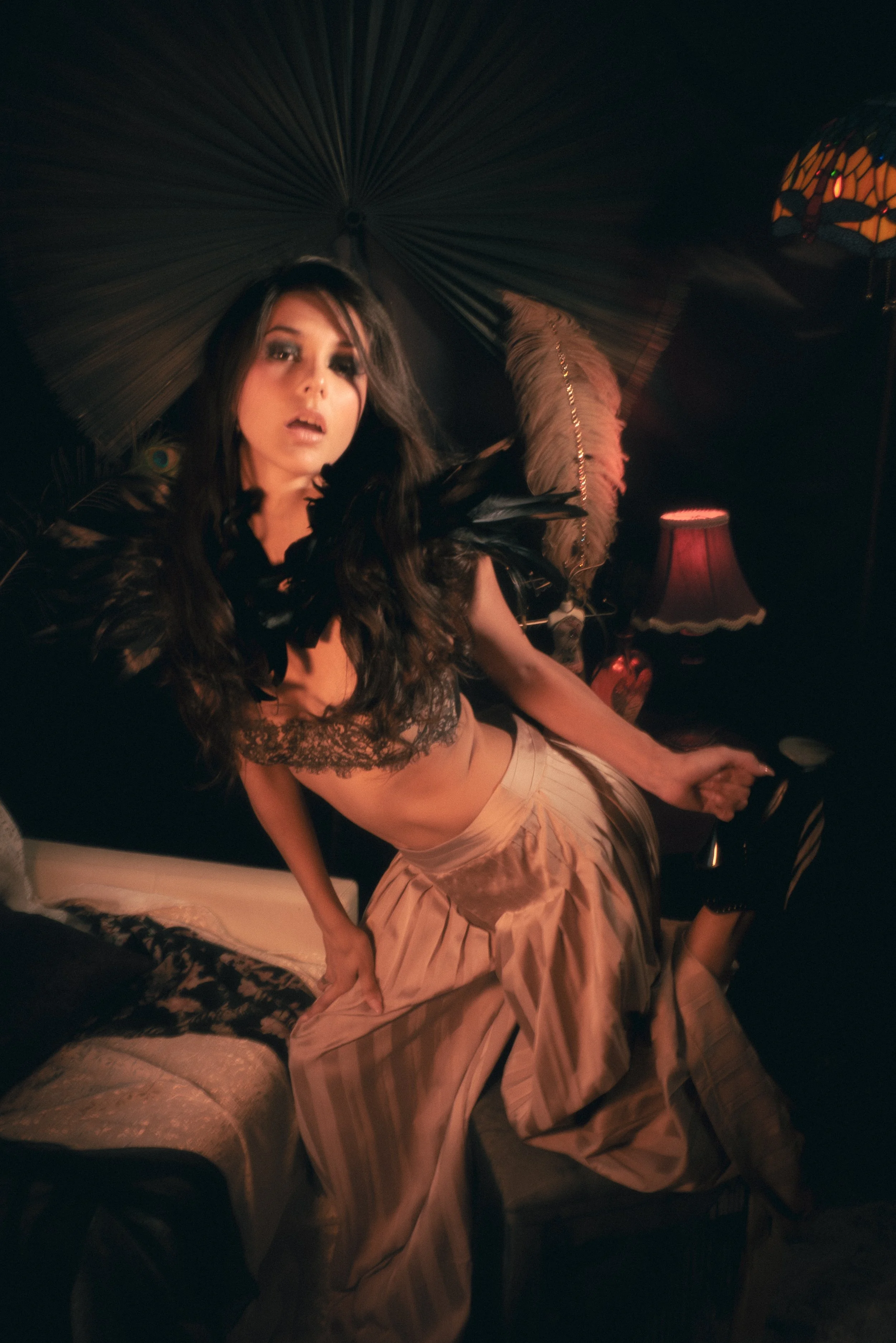 Pleated pants ; bra styled (not made by me)