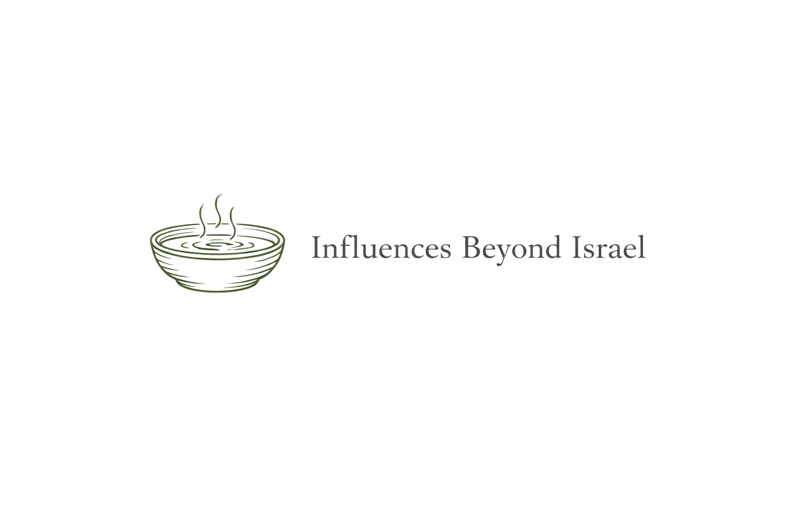 Logo with a simple line drawing of a steaming bowl and the text "Influences Beyond Israel" beside it.