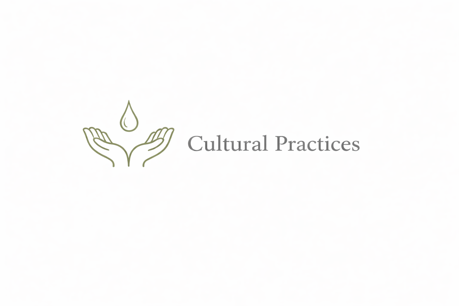 Logo with two hands holding a water drop and the text 'Cultural Practices'