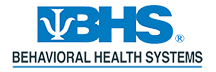 Logo of Behavioral Health Systems (BHS), featuring blue text with a stylized emblem.