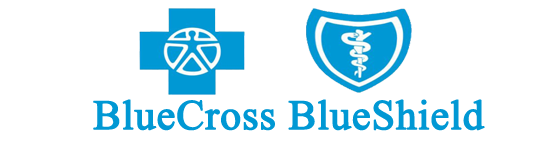 Blue Cross Blue Shield logo featuring a blue cross and shield symbol with the company name underneath.
