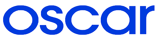 Oscar logo in blue text