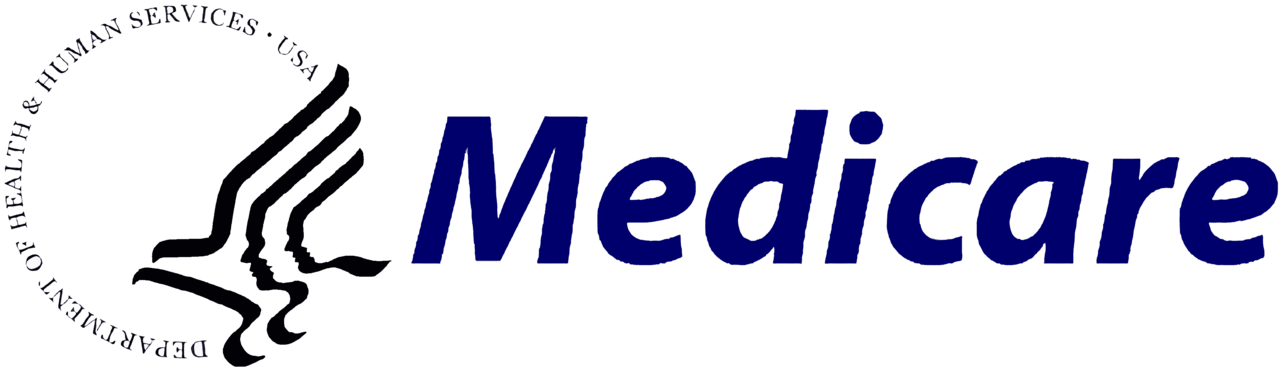 U.S. Department of Health & Human Services Medicare logo with a stylized hand and text in blue and black.