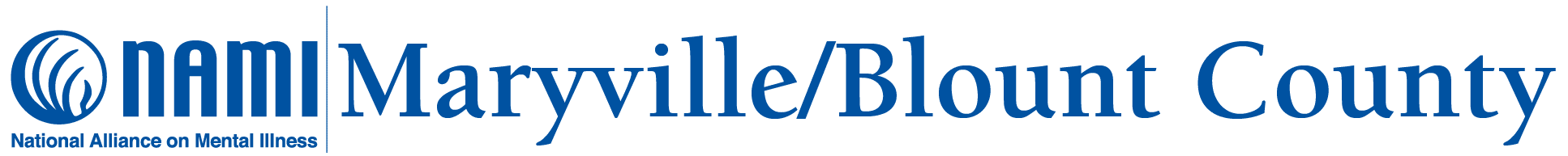 Maryville/Blount County branch of the National Alliance on Mental Illness (NAMI) logo in blue with text.