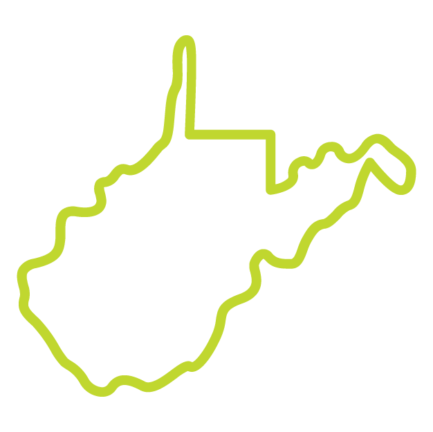 Outline of the state of West Virginia.