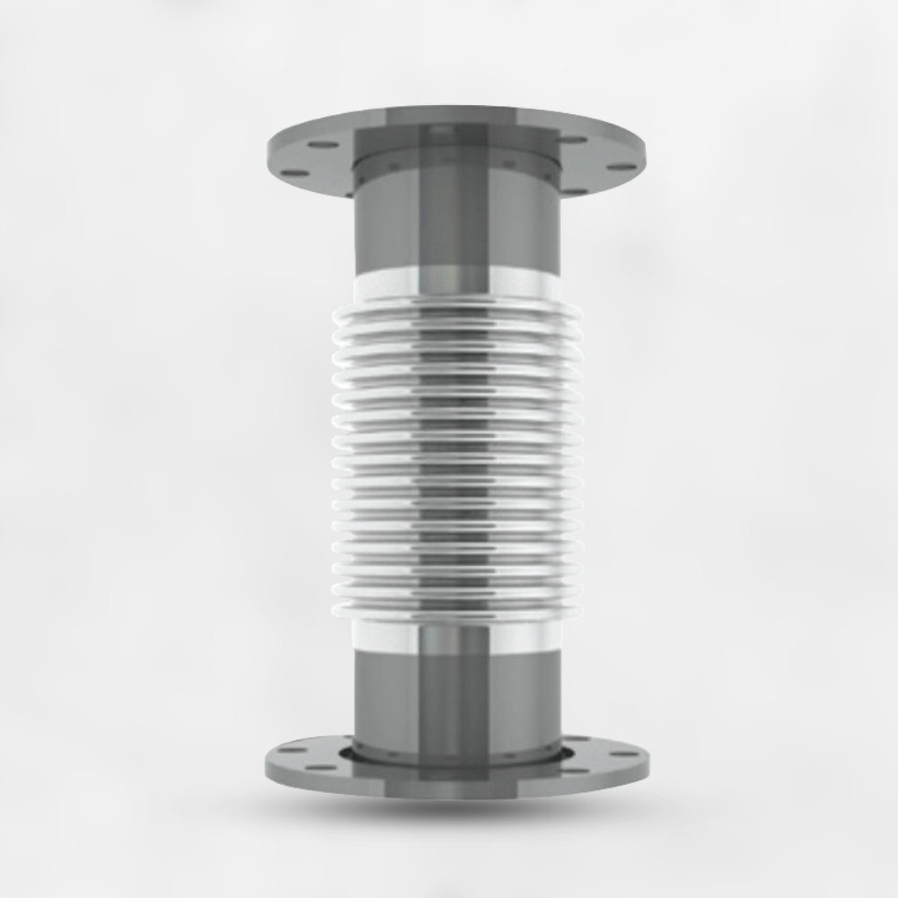 A metallic screw with a threaded body and circular flanges on both ends, used for securing objects together.