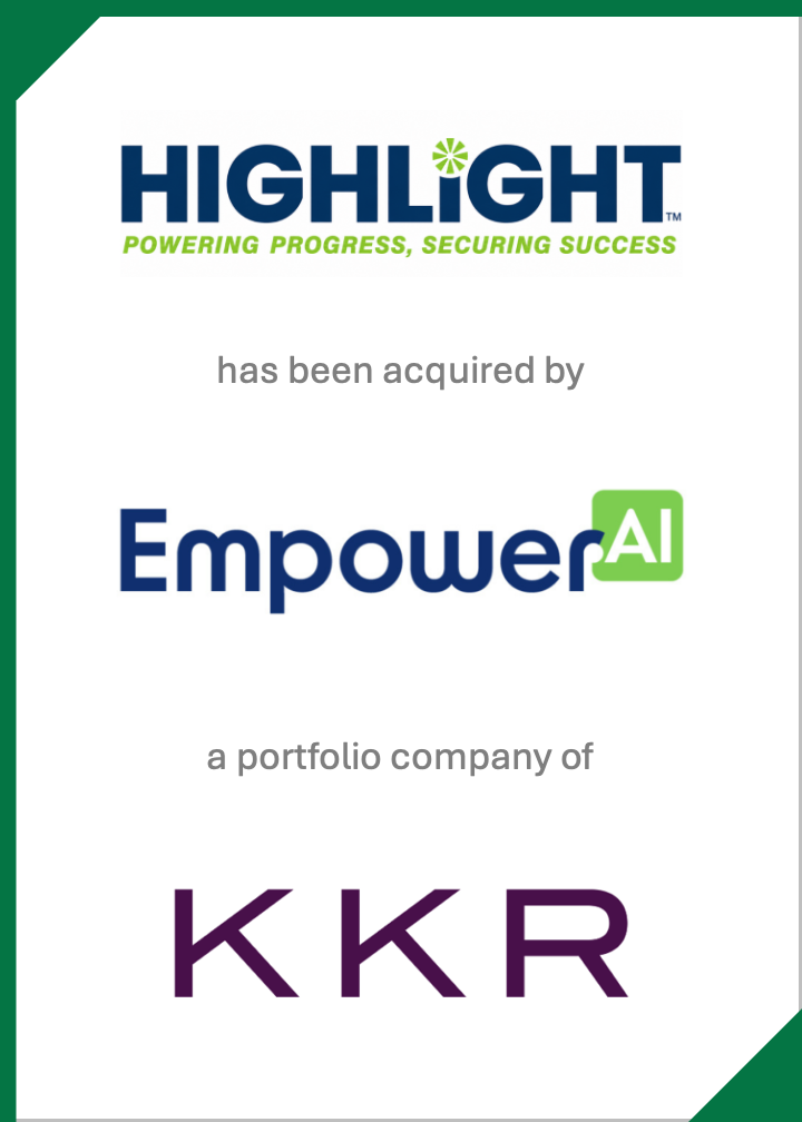 Graphic announcing that Highlight has acquired Empower AI, which is a portfolio company of KKR.