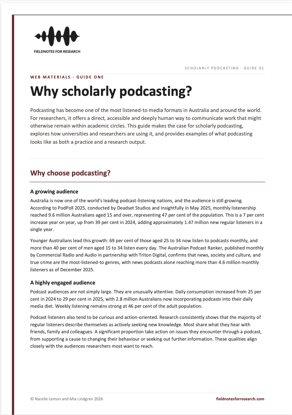 Guide 1 - Why Scholarly Podcasting