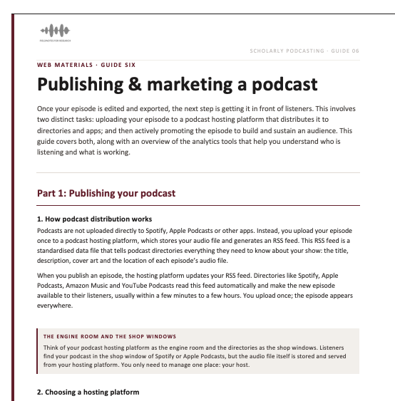 Guide 6 - Publishing and Marketing