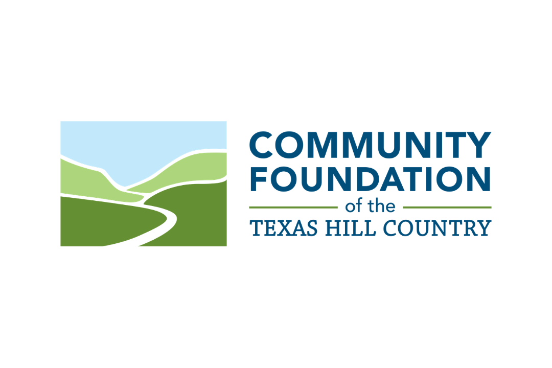 Logo depicts a stream flowing through hills with the words "Community Foundation of the Texas Hill Country.