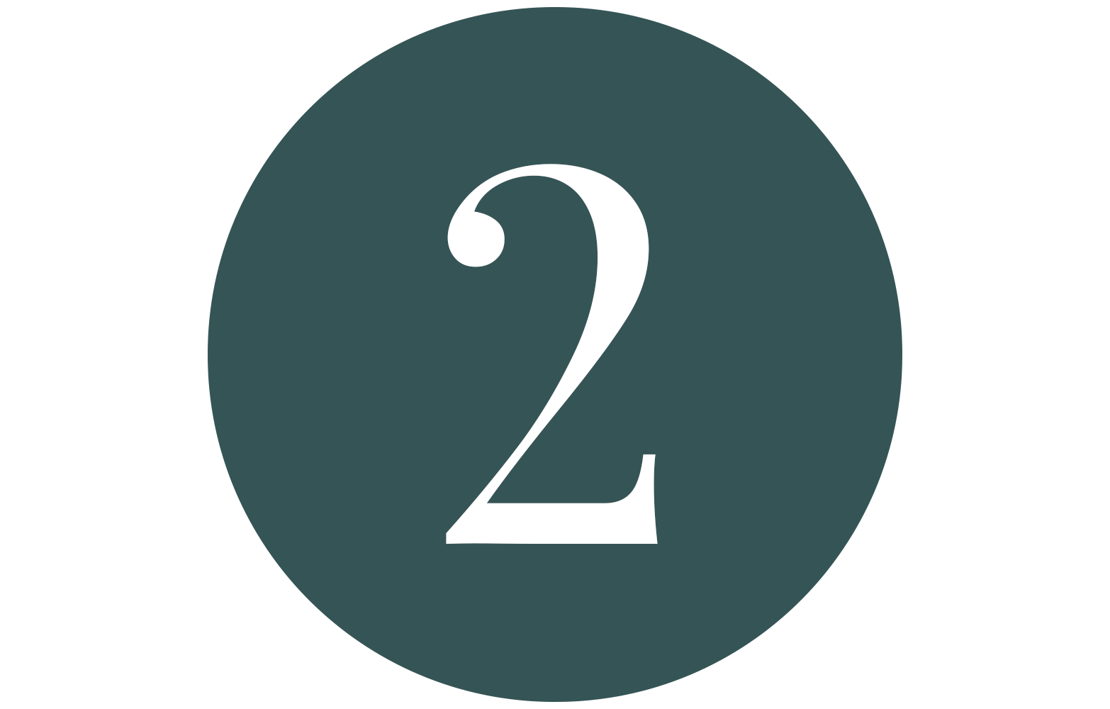 Number two in a white font inside a dark teal circle.