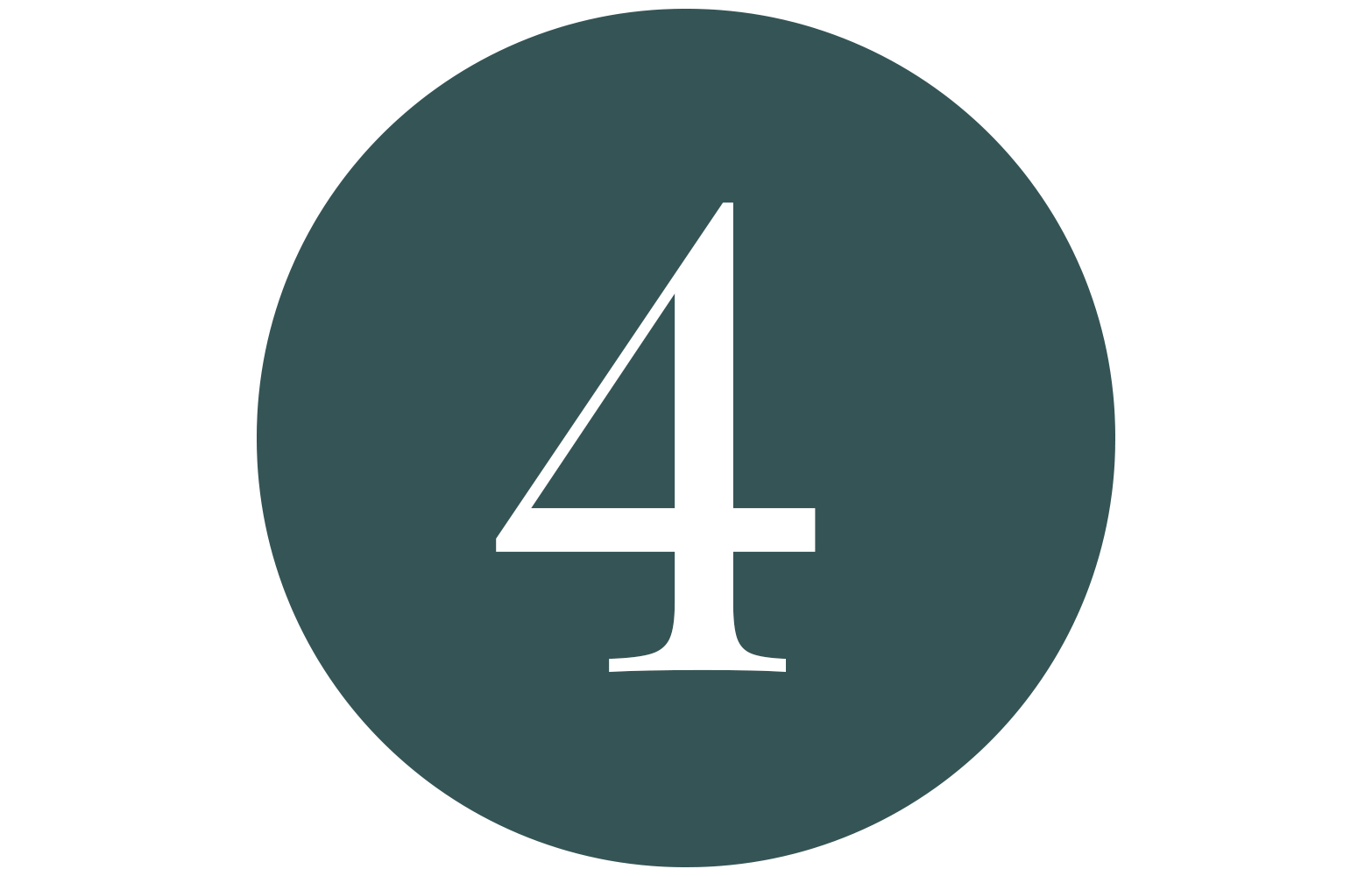 White number four on a teal circular background.