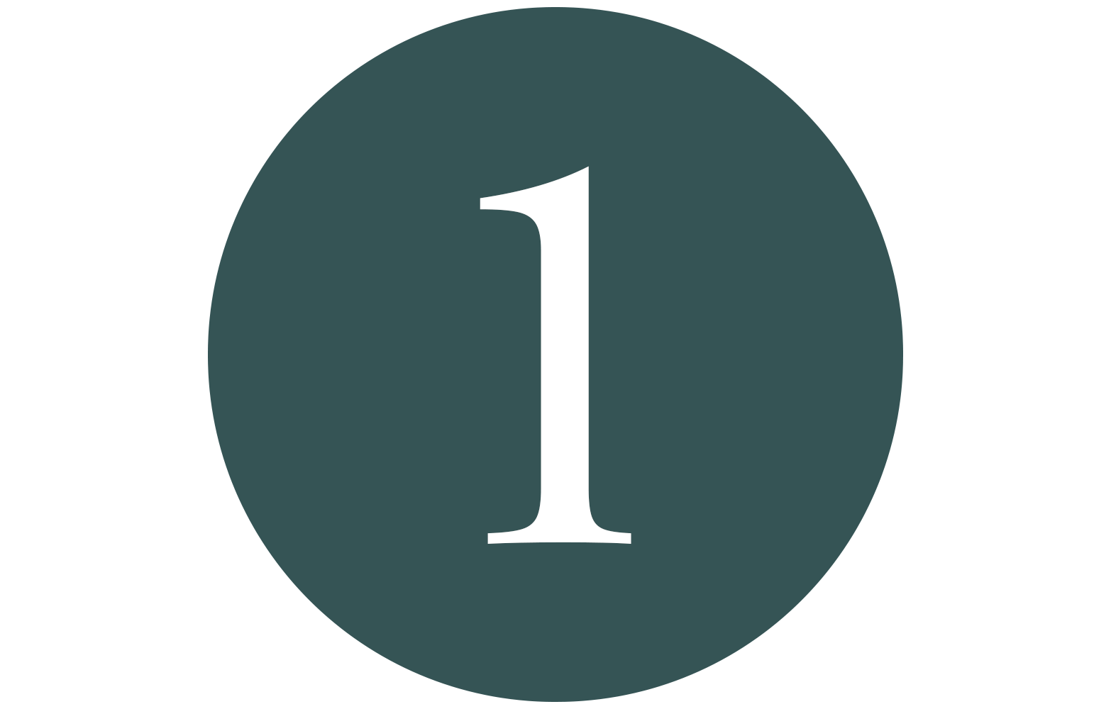 Number one inside a dark teal circle.