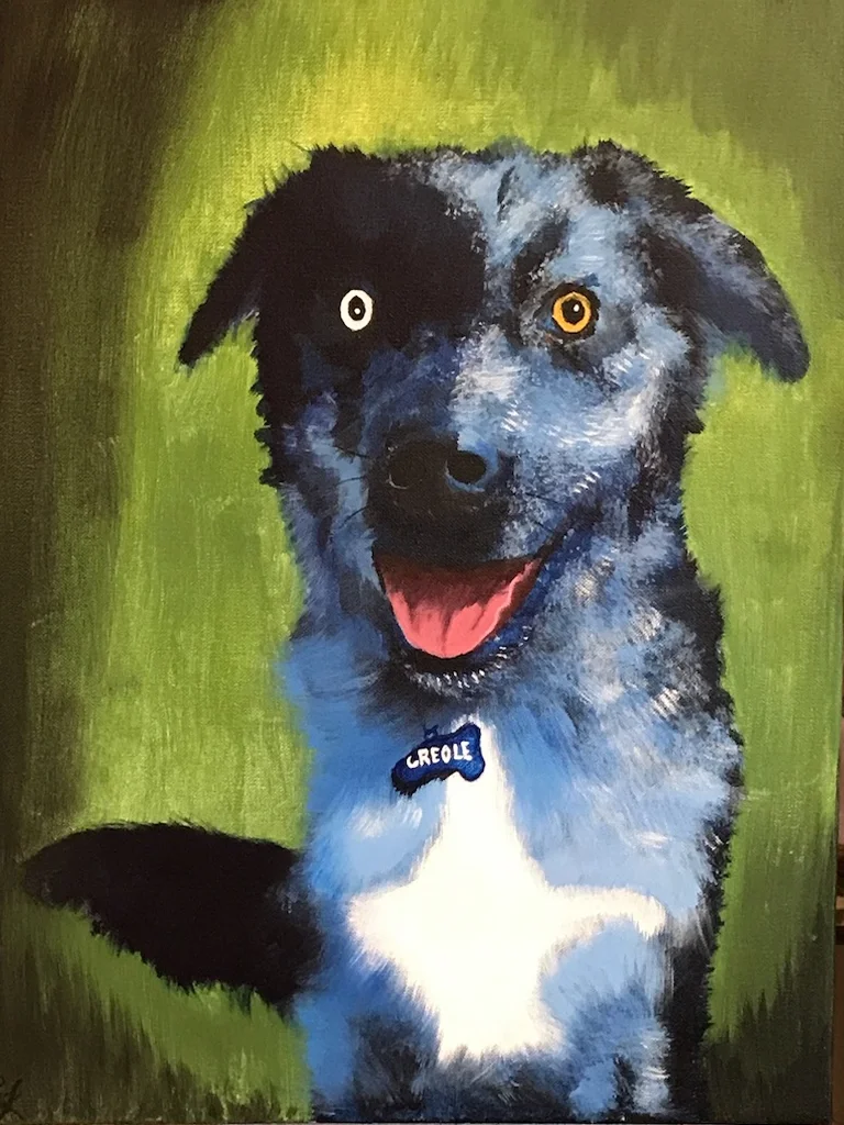 Creole in George Rodrigue Style of Blue Dog