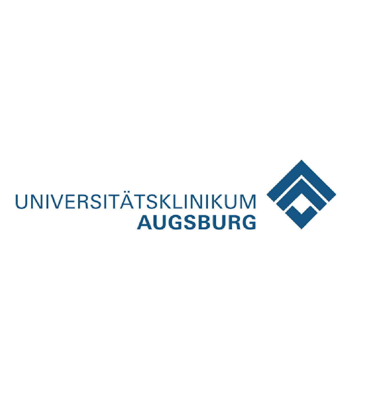 Logo des Universitätsklinikums Augsburg, bestehend aus blauen geometrischen Formen und dem Text 'Universitätsklinikum Augsburg' in Blau.
