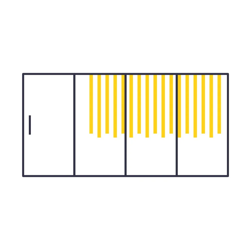 Illustration einer gelb gestreiftes Folierung auf einer Glastüre.