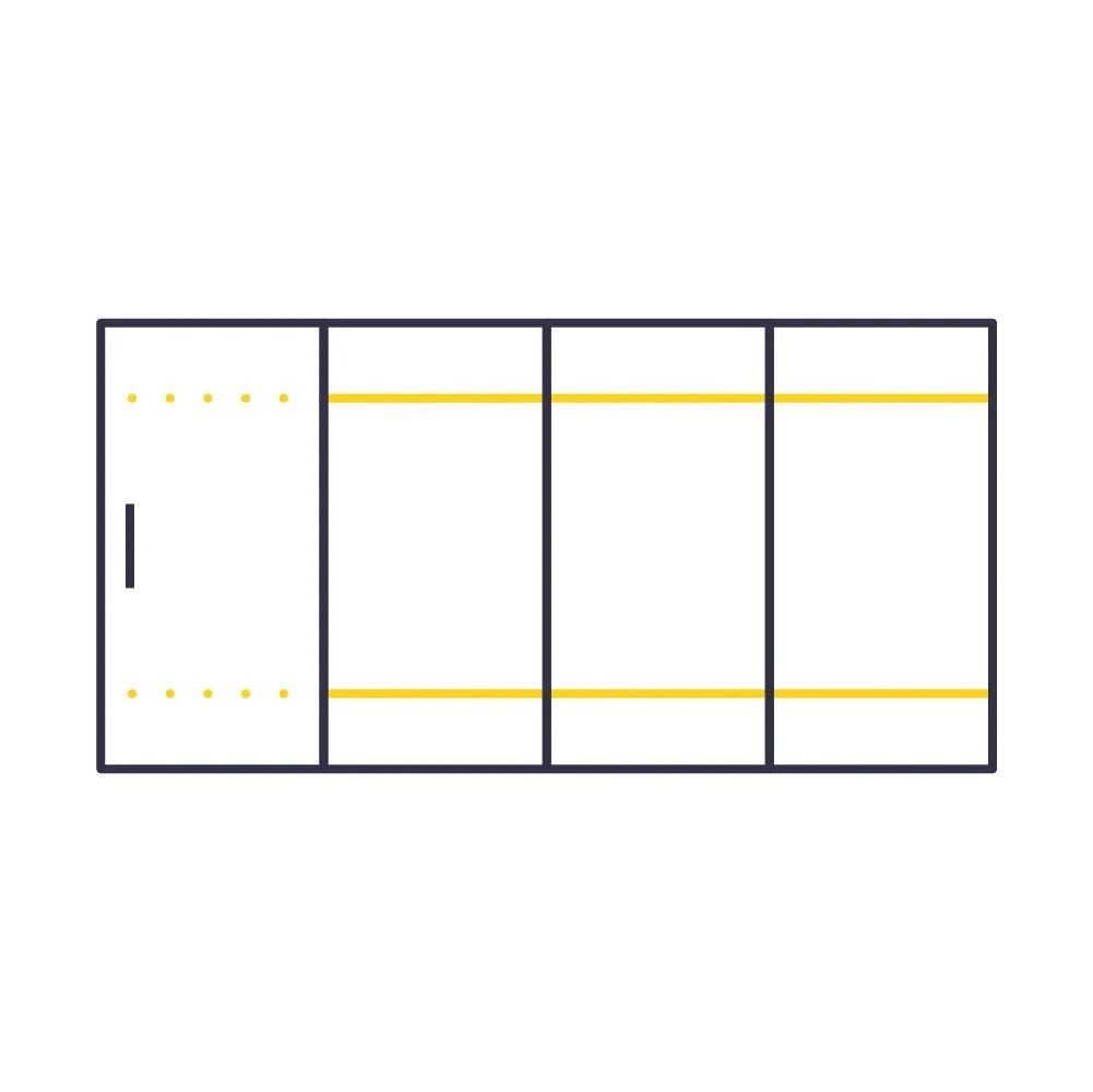 Illustration von Glasfenstern mit Durchlaufschutz in gelbe Folie