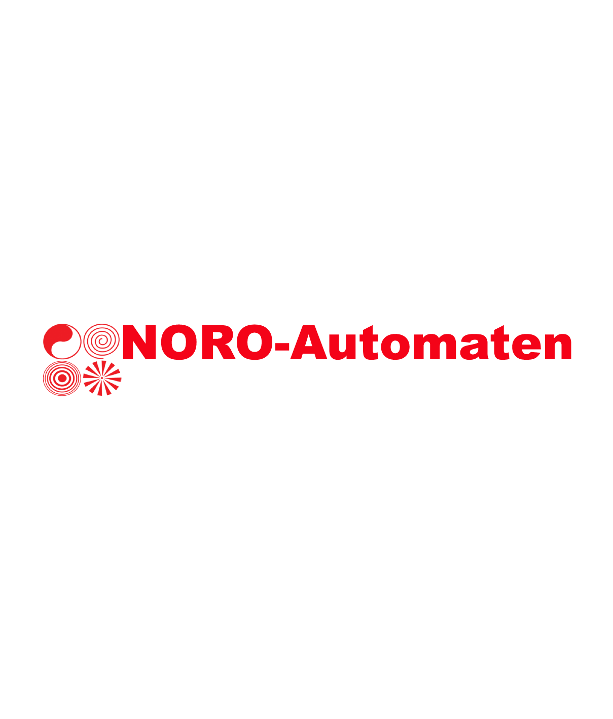 Logo für NORO-Automaten mit roten Symbolen und rotem Text auf weißem Hintergrund.