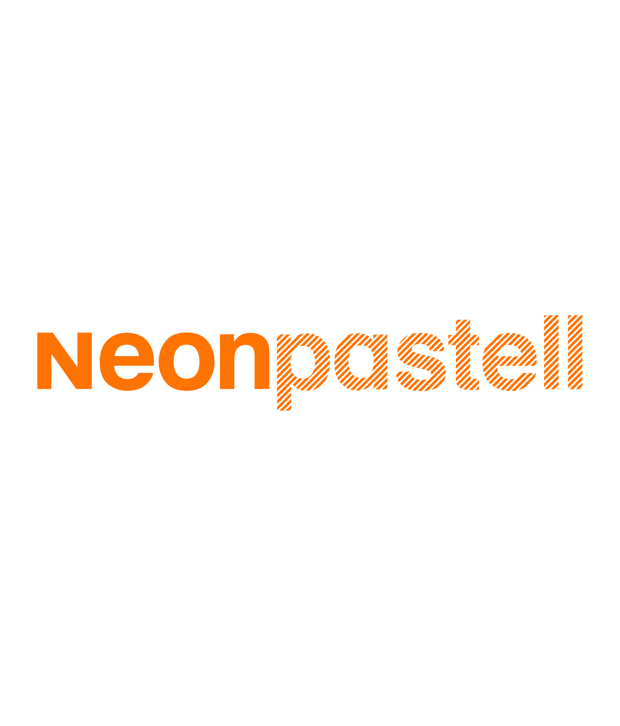 Logo mit schwarzem Hintergrund, orangefarbenem Text 'Neonpastell'