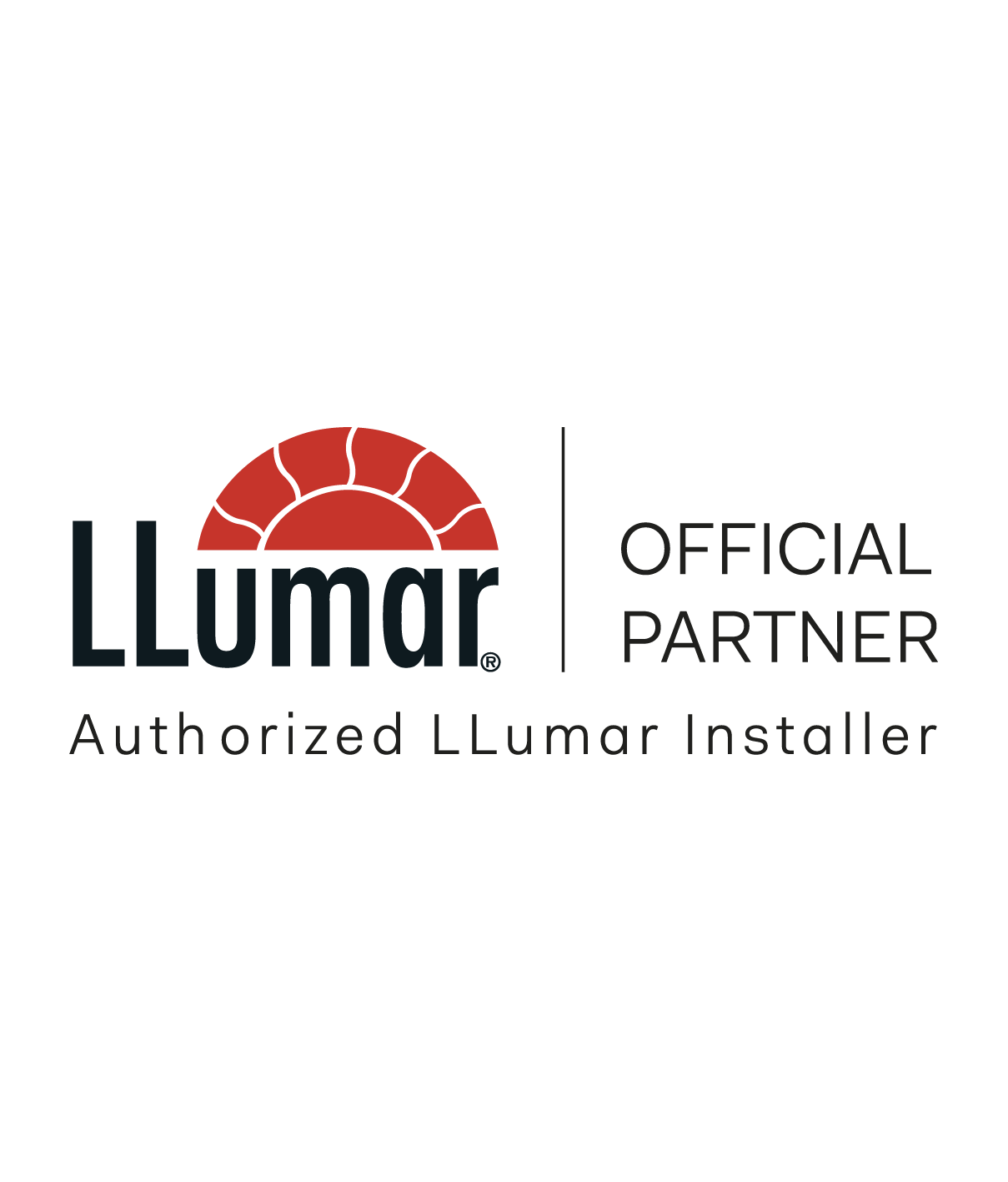 Logo von LLumar mit der Bezeichnung 'Official Partner' und 'Authorized LLumar Installer'.