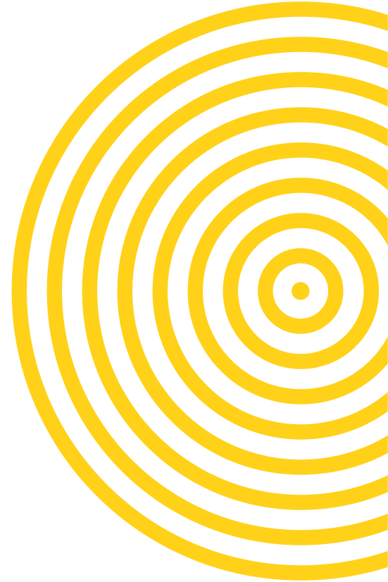Gelbes und schwarzes spiralförmiges Muster auf schwarzem Hintergrund.