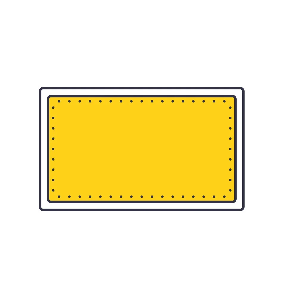 Eine Illustration eines gelben Banners mit einem schwarzen Rand auf weißem Hintergrund.