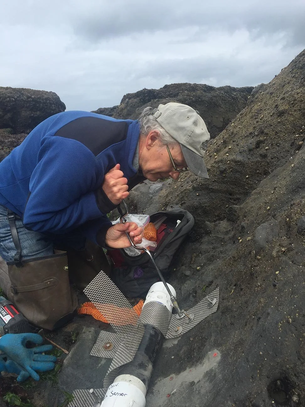 Cascade Head Biosphere Region drilling into costal rock doing cascade had restoration