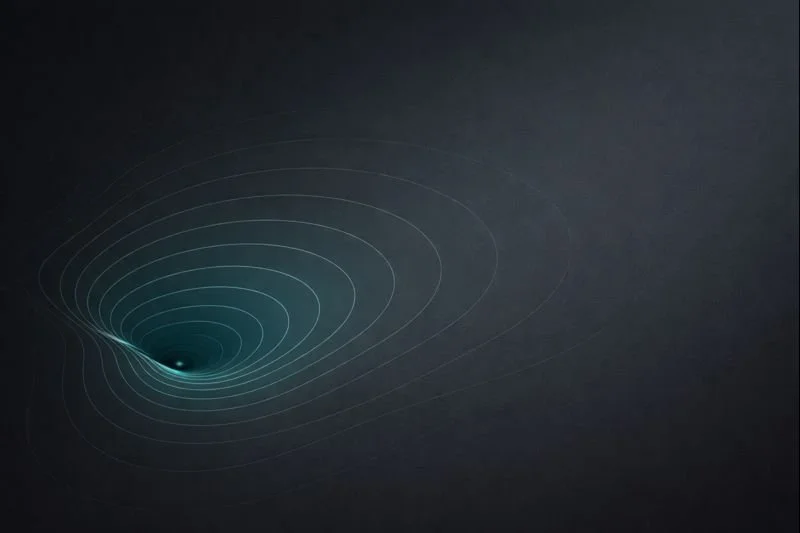 Illustration of a black hole with gravitational lensing effects.