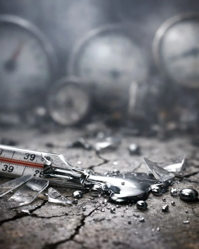 Broken thermometer over a pale surface — a visual metaphor for silencing measurement instead of addressing the underlying fever.