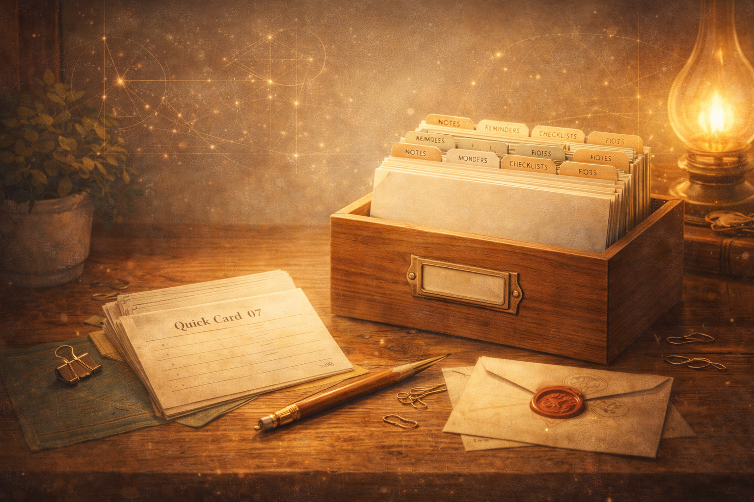 Quick Cards: recipe box / index cards for rapid orientation