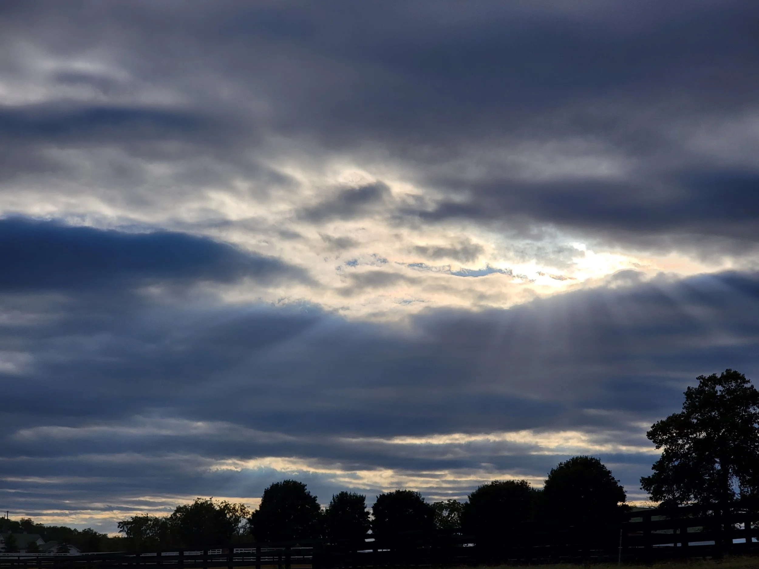 Late sunset over a Kentucky horse farm