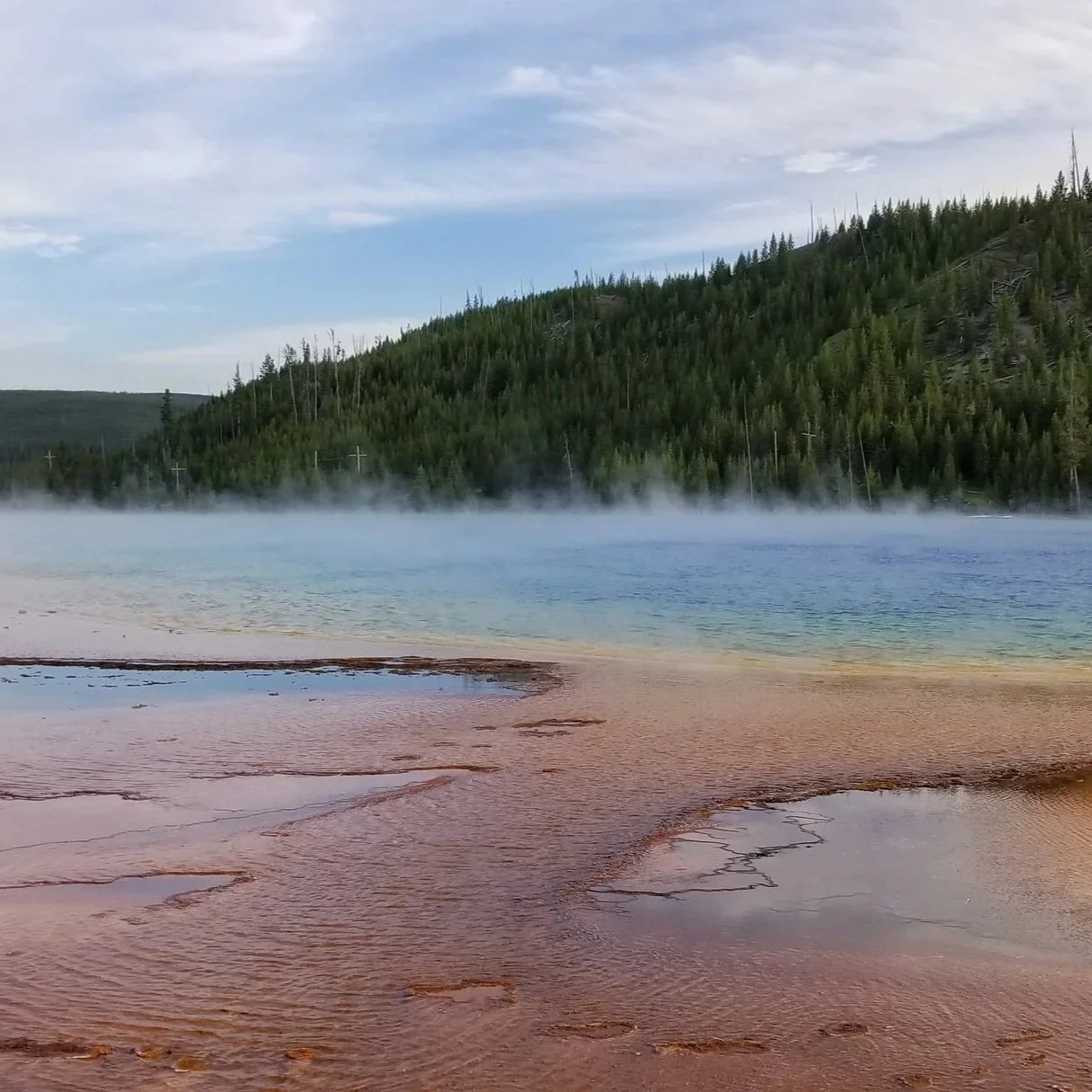 A photograph of the famous Grand Prismatic Spring at Yellowstone National Park in Wyoming, taken by Amanda Peck.
