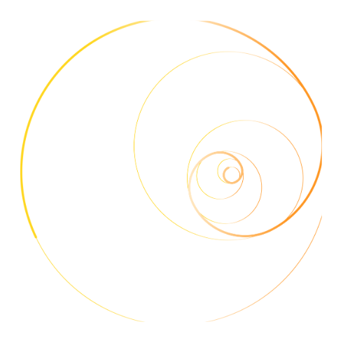 A colorful digital spiraling pattern with concentric geometric shapes in yellow, orange, pink, and purple.