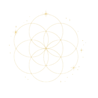 Gold geometric mandala design with star accents