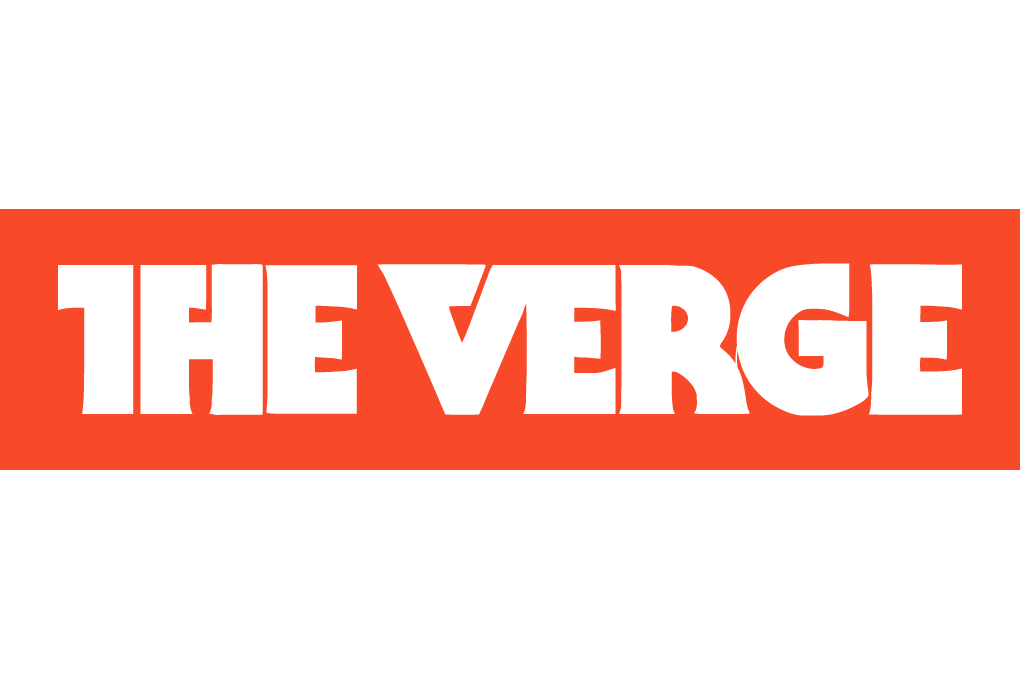 Logo of The Verge with white text on a red background.