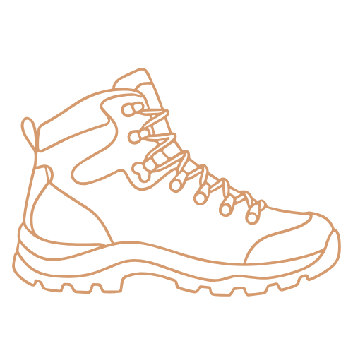Outline drawing of a hiking boot.