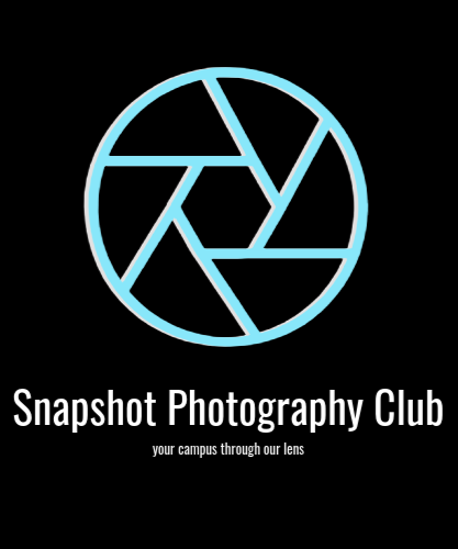 Logo of Snapshot Photography Club with a camera shutter icon and the text 'Snapshot Photography Club' and 'your campus through our lens' on a black background.