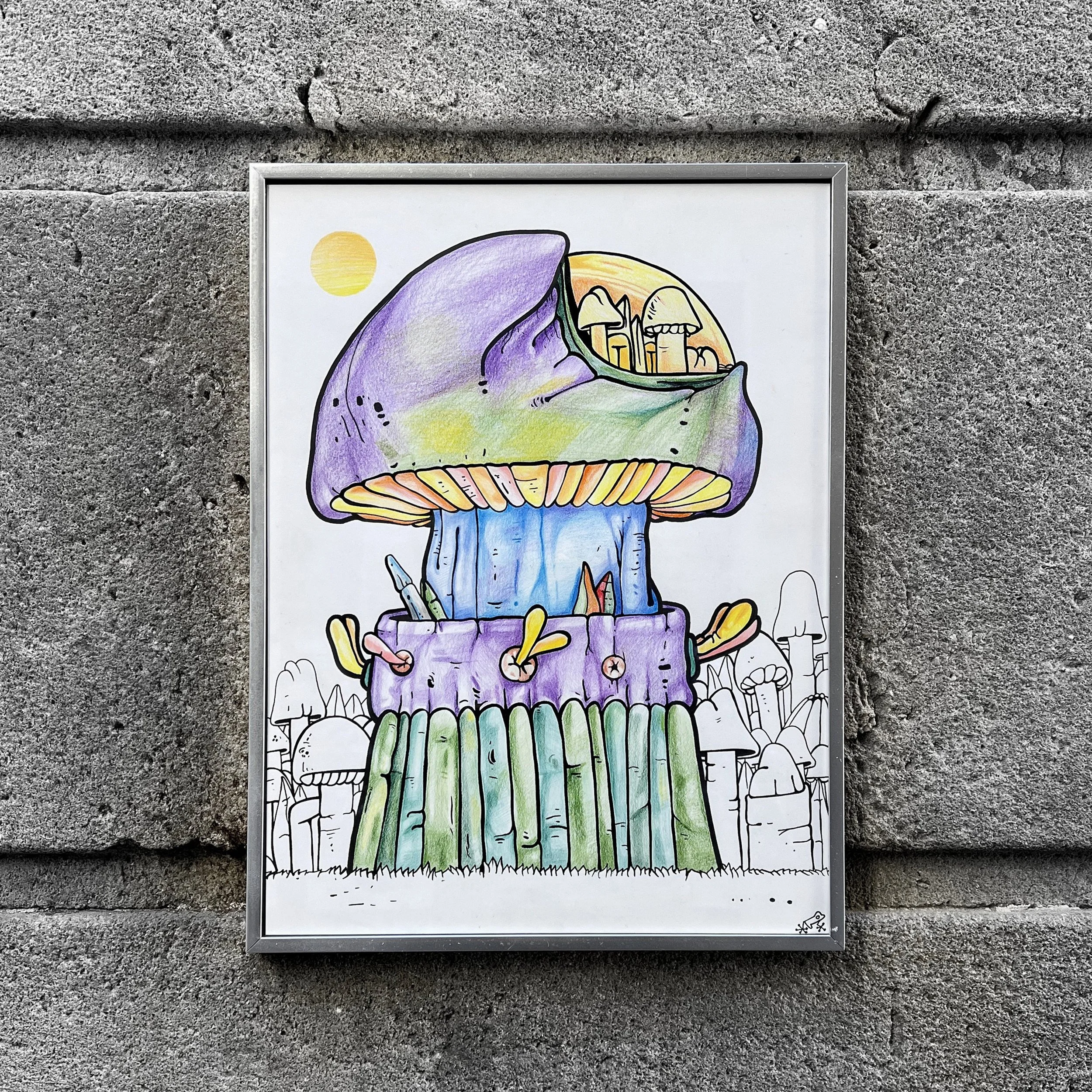 Fungi 015; 2024; Tinta, Lápices de colores sobre Cartulina; 41x29cm