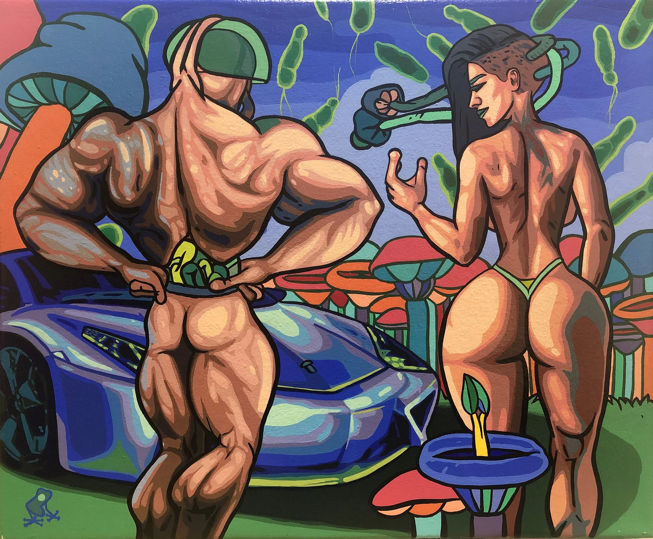 Cukin Espray-Lamborghini pick up; 2020; Acrílico sobre Lienzo, 46x38cm