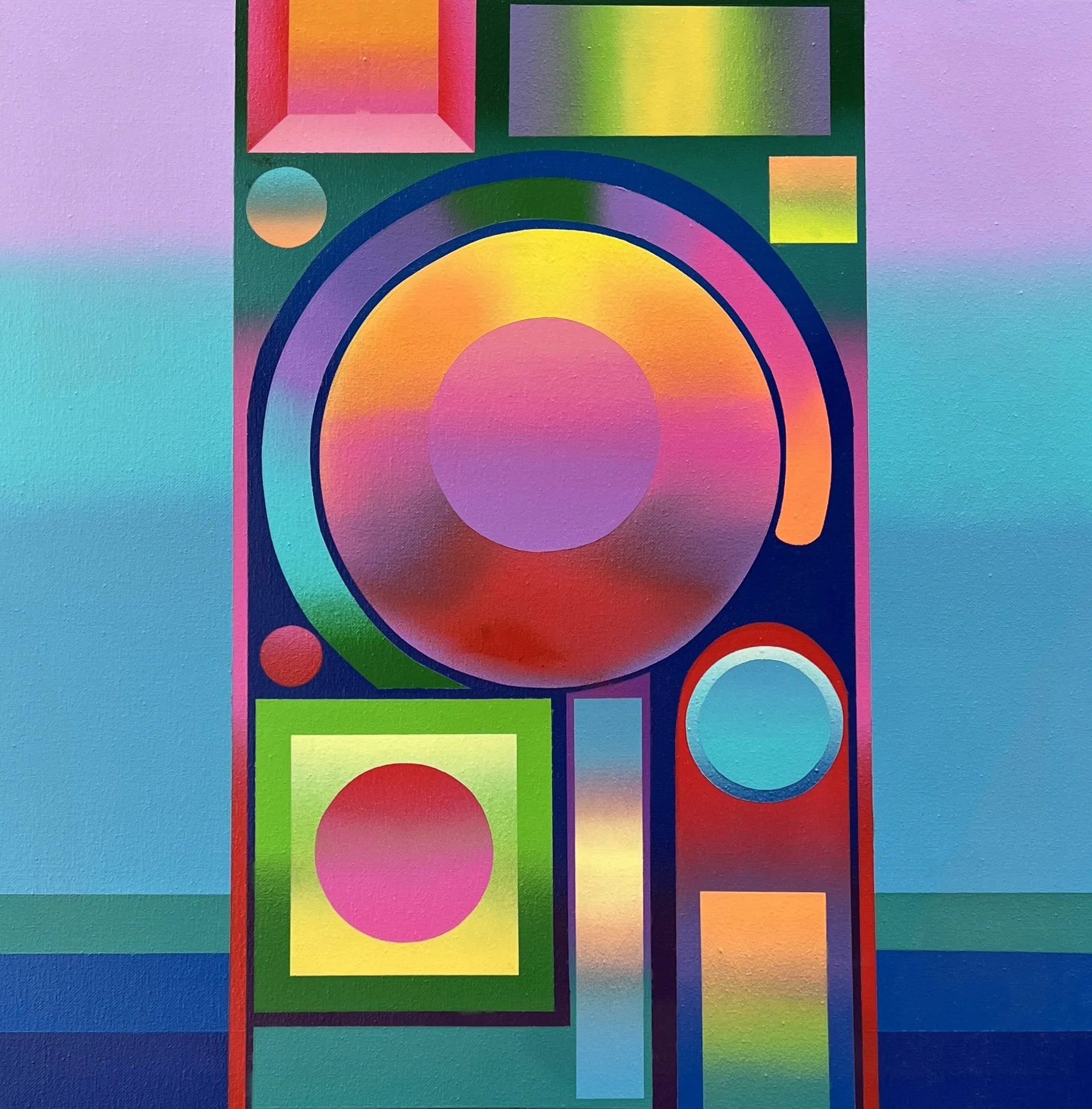 ABST.No.10-Edificio Cósmico; 2023; Spray, Resina, Spray sobre Lienzo; 60x60cm