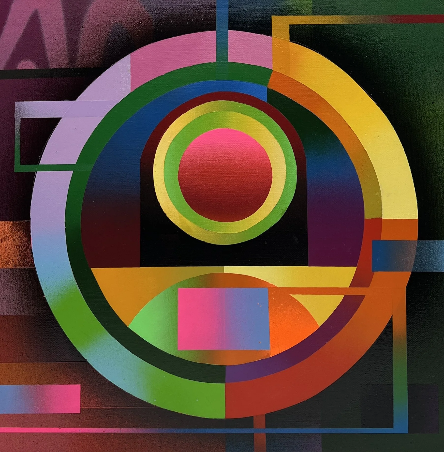 ABST.No.15; 2023; Spray, Resina, Spray sobre Lienzo; 60x60cm