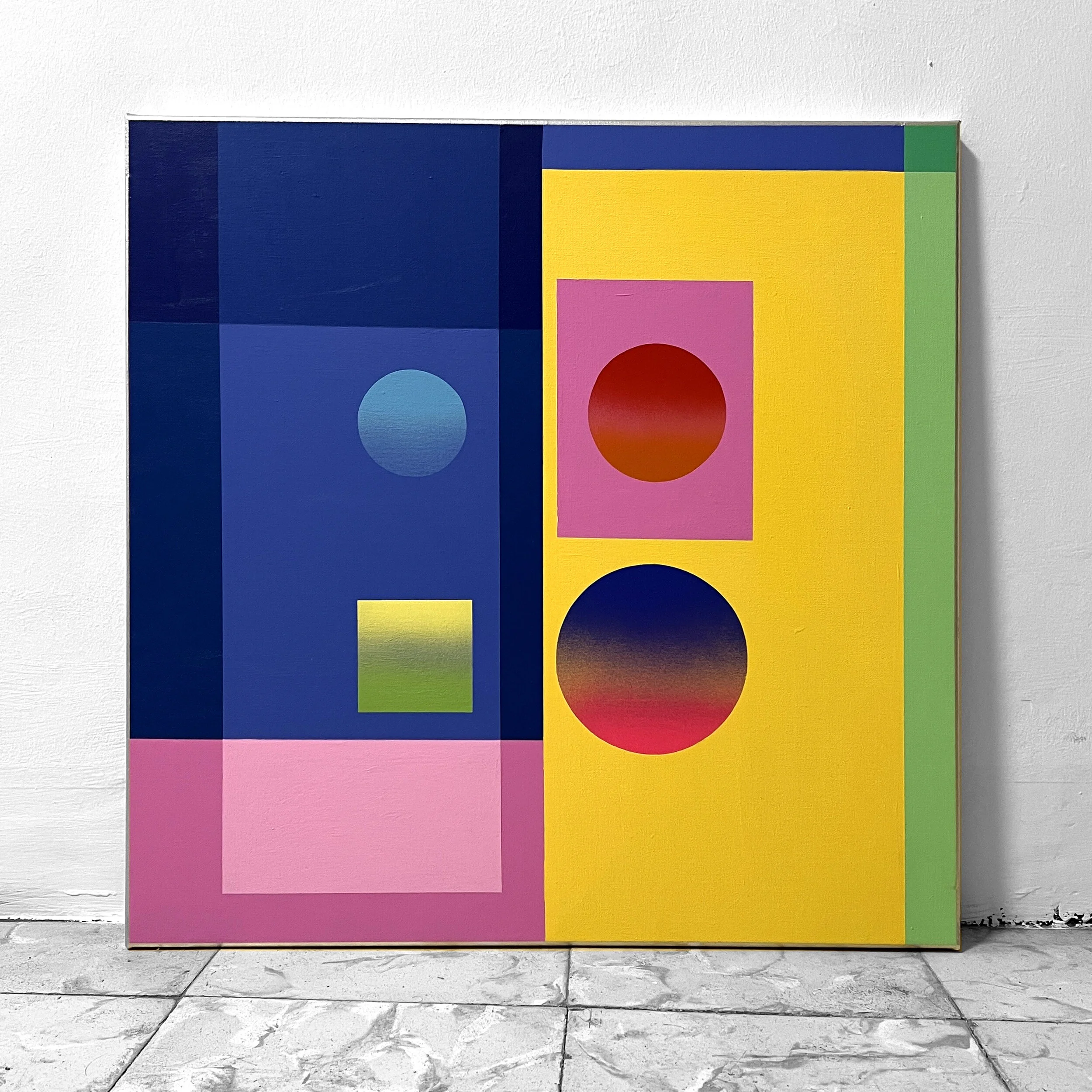 ABST.No18-New Home; 2026; Acrílico y Spray sobre Lienzo; 60x60cm.