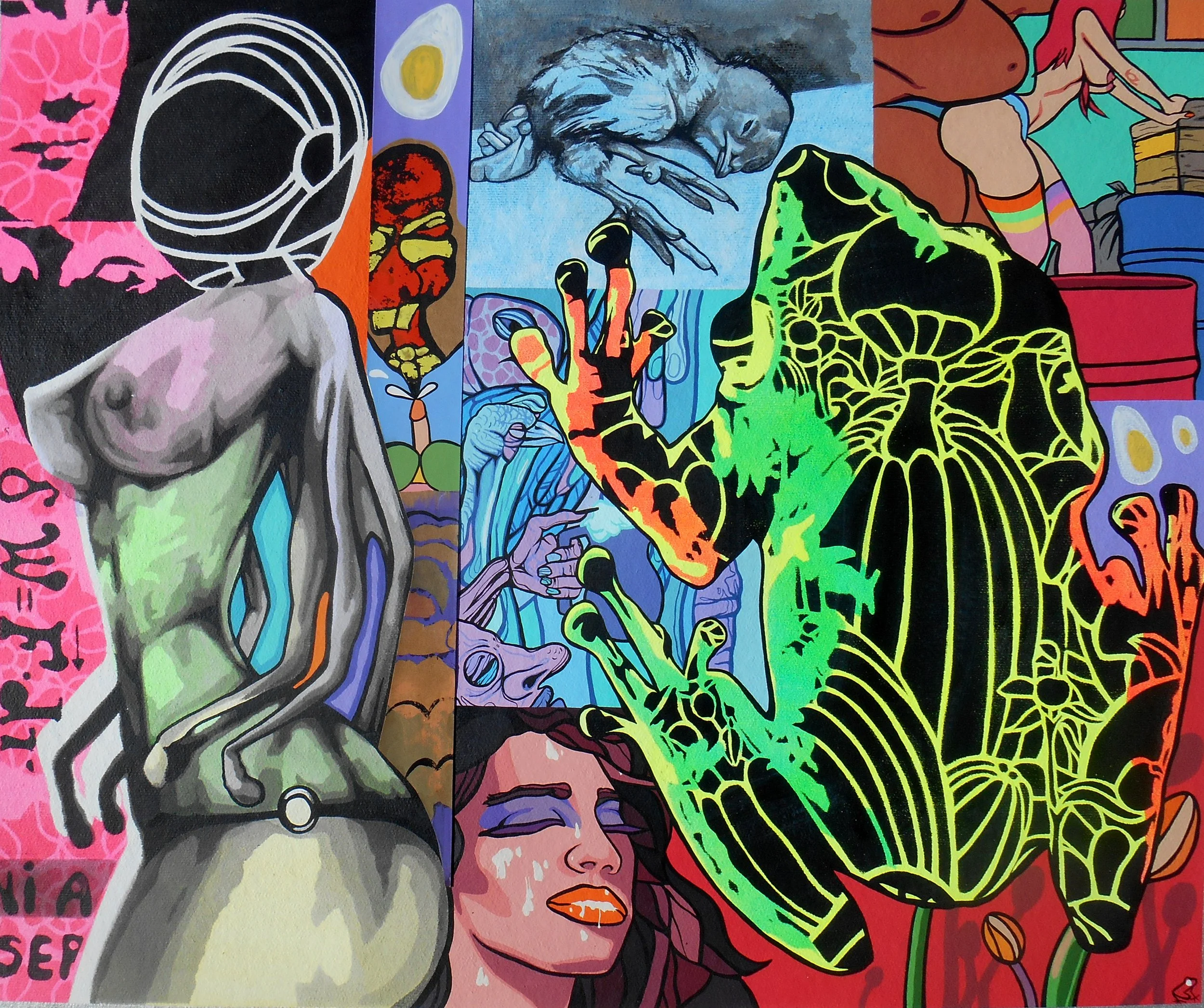 Jueves; 2016; Acrílico, Gouache y Collage sobre Cartulina; 60x71cm