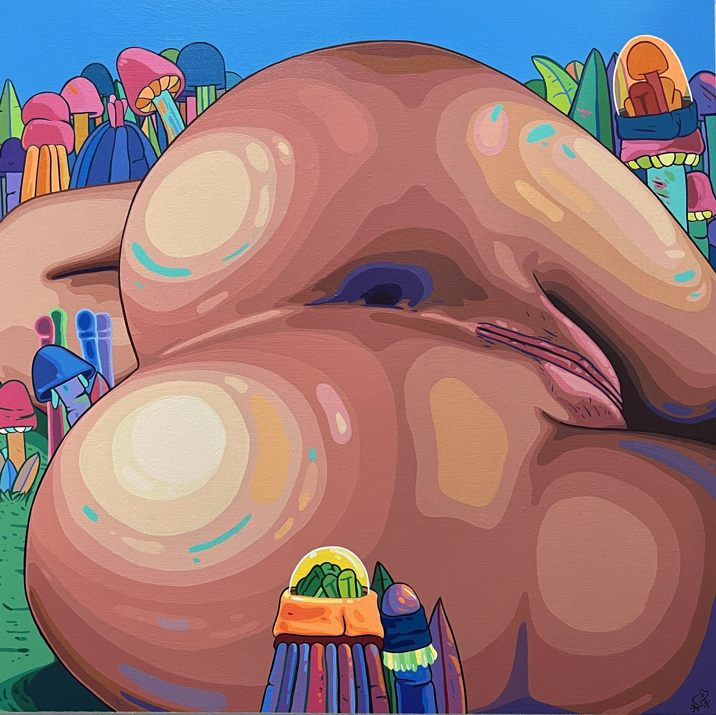 El Descanso agitado; 2023; Acrílico sobre Lienzo; 60x60cm