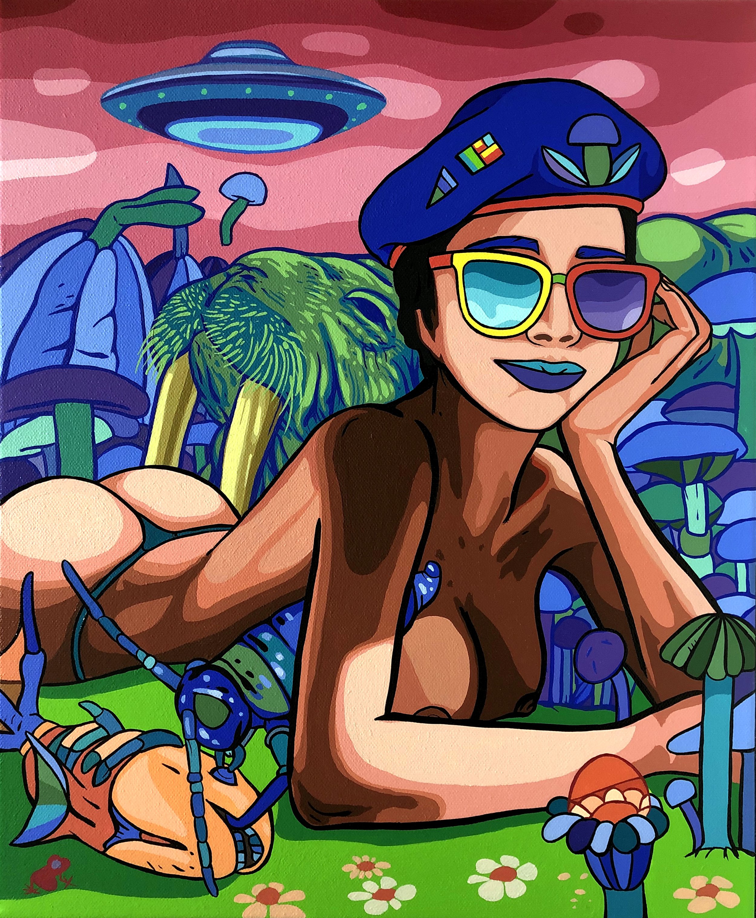 Finally taking the Sun in Mars; 2020; Acrílico sobre Lienzo, Resina; 46x38cm