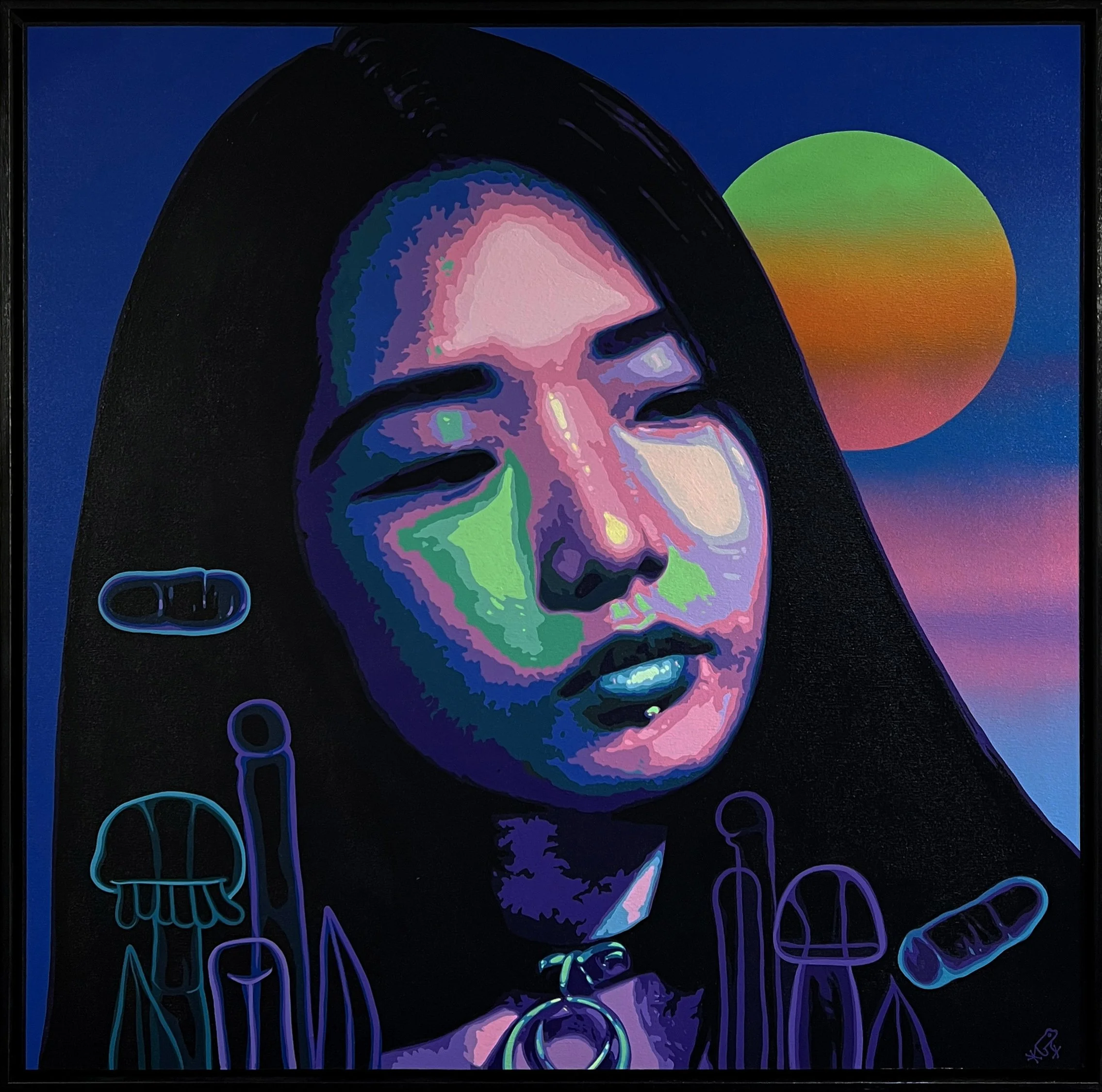 Liu Meichen-300276-08001, 2024, Acrílico y Spray sobre Lienzo, 80x80cm