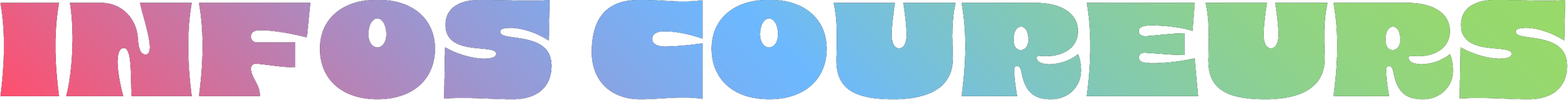 Mot en 3D en couleurs dégradées avec lettres cursives.