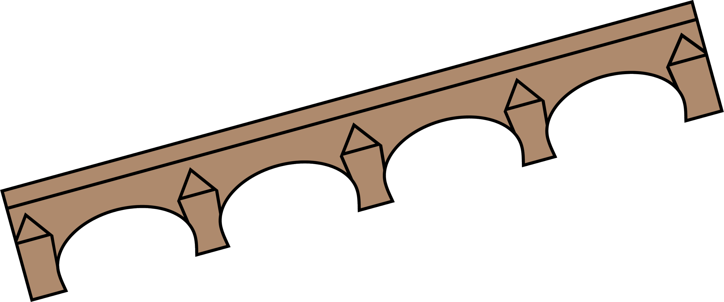 Un dessin d'un arc en pierre avec quatre arches et des détails architecturaux