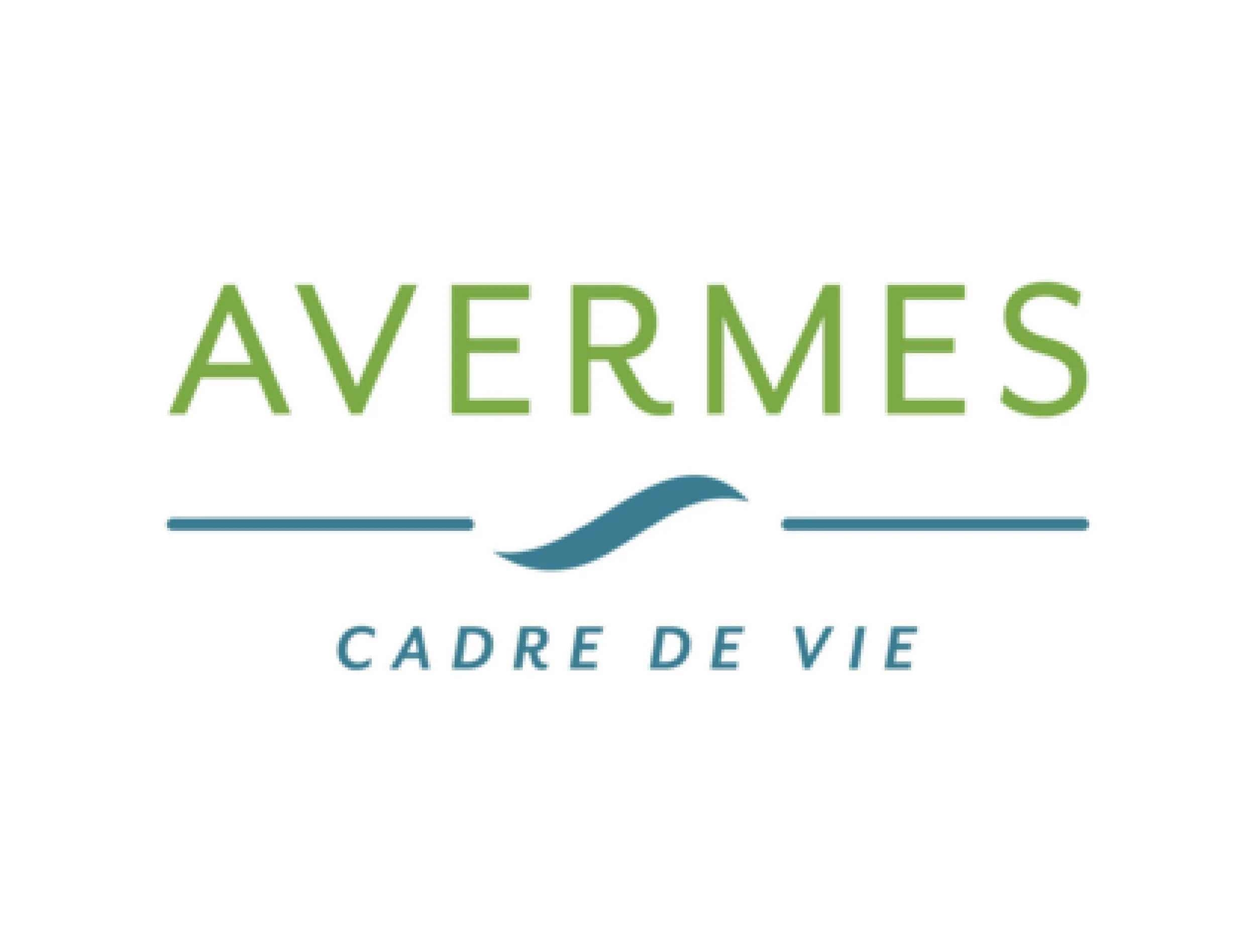 Logo avec le texte 'AVERMES' en vert, une courbe bleue en dessous, et le texte 'CADRE DE VIE' en bleu