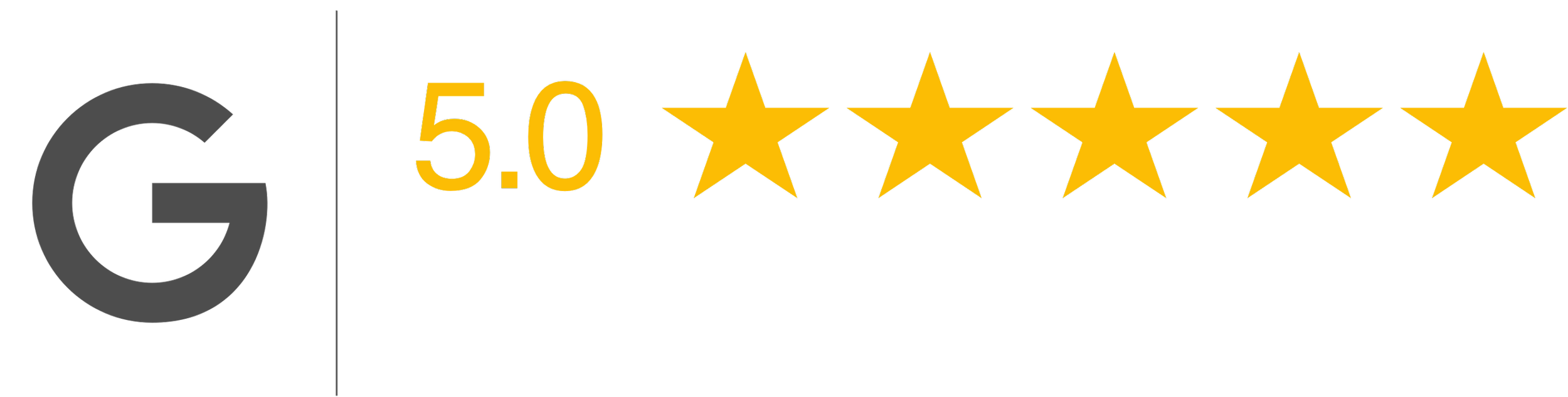 Logo de Google avec une note de 5 étoiles et une note de 5.0